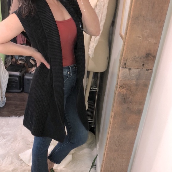 Bay studio black knit sweater cardigan size large - Picture 1 of 6